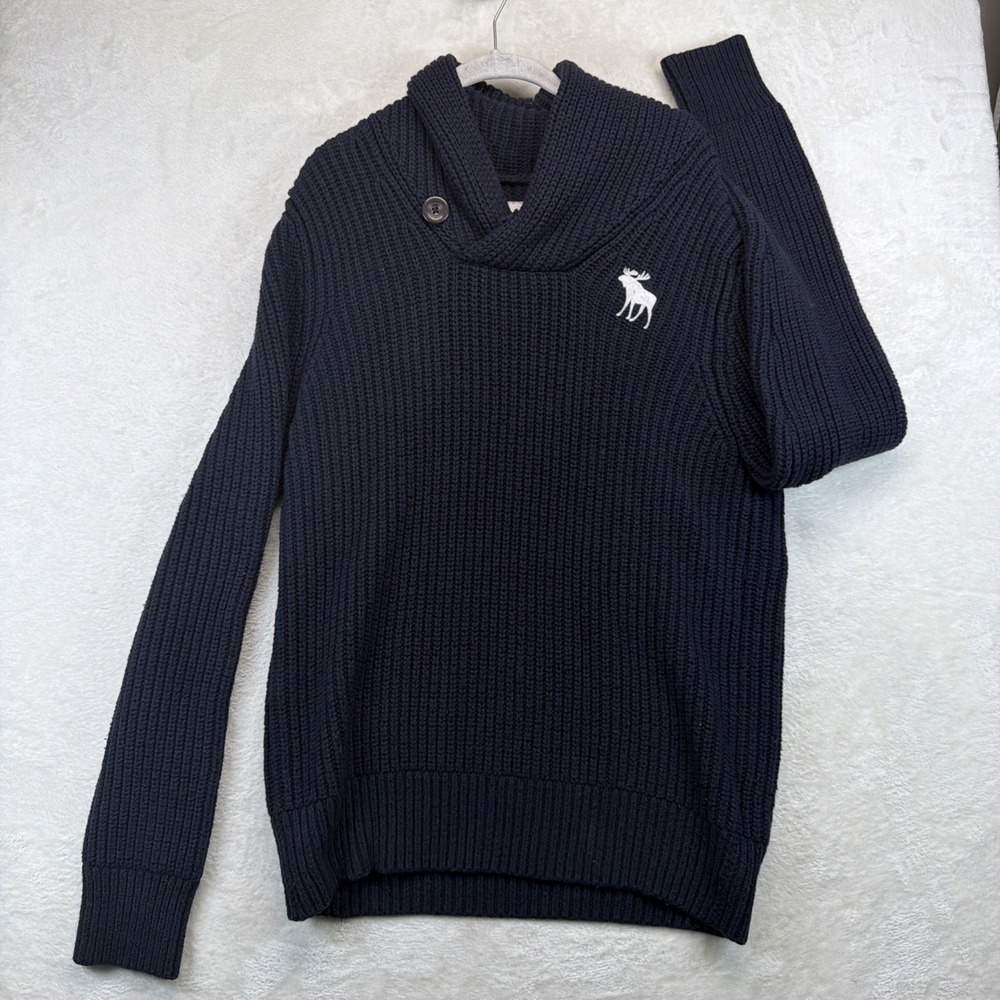 Abercrombie & Fitch Boys XXL Navy Shawl Collar Sweater Rabbit Hair Blend